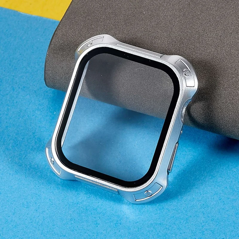 Supersauber Apple Watch Series 7 45mm Hülle mit Displayschutz in Plastik und Gehärtetes Glas