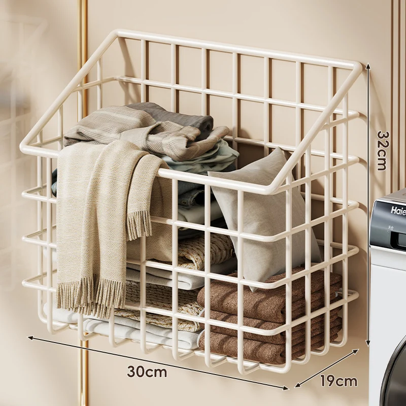 Platzsparender Wandmontierter Gitterlagerkorb für Handtücher und Wäsche
