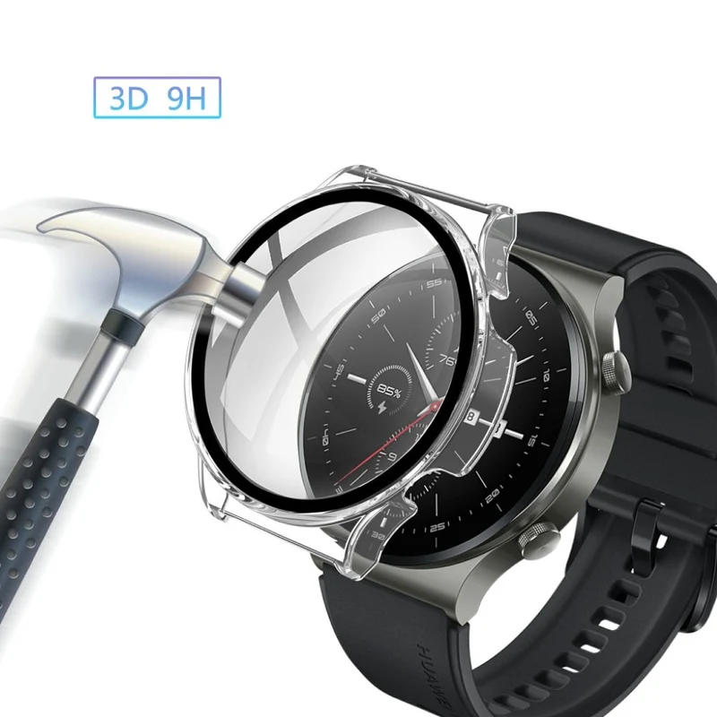 Unglaublich Stylisch Huawei Watch GT 2 Pro Hülle mit Displayschutz in Plastik und Gehärtetes Glas