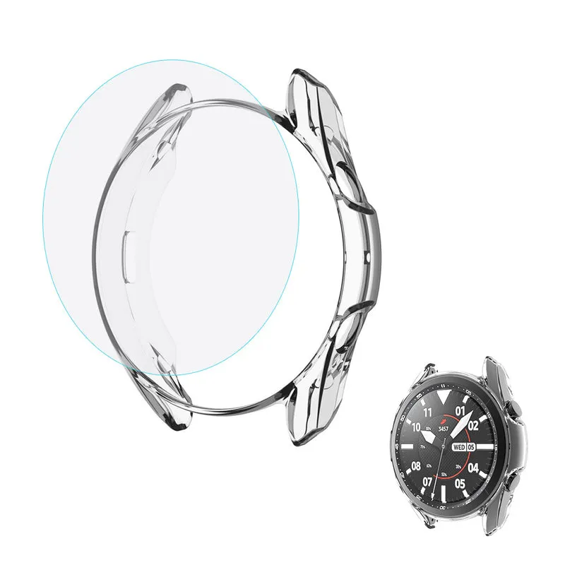 Mega Gut Samsung Galaxy Watch 3 (45mm) Hülle mit Displayschutz in Plastik und Gehärtetes Glas