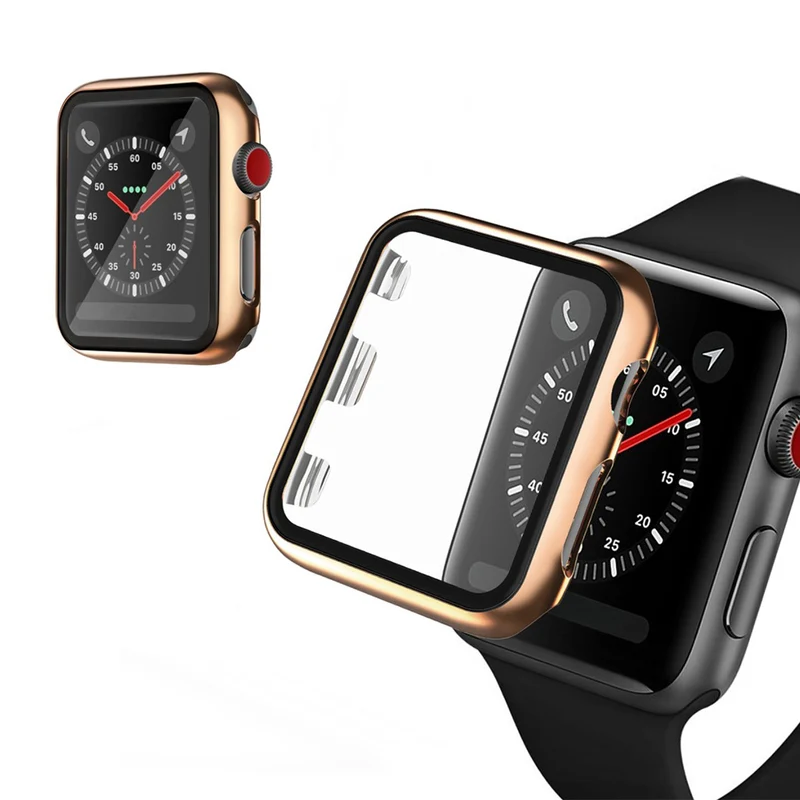 Absolut Schön Apple Watch Series 1-3 42mm Hülle mit Displayschutz in Gehärtetes Glas