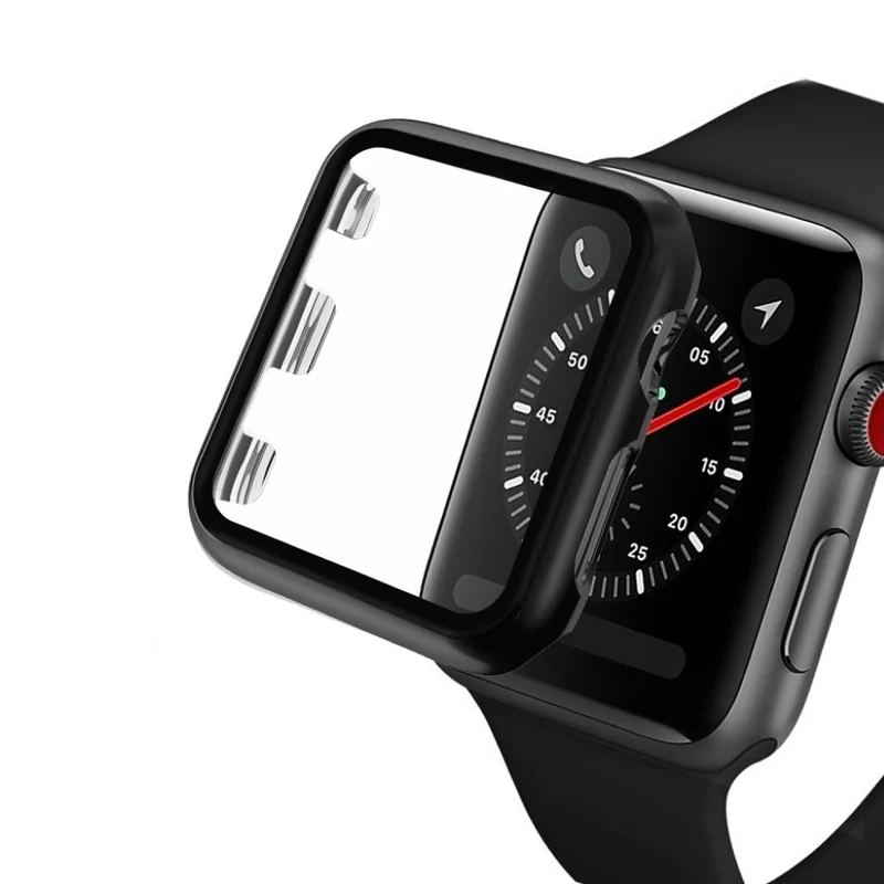 Absolut Schön Apple Watch Series 1-3 42mm Hülle mit Displayschutz in Gehärtetes Glas