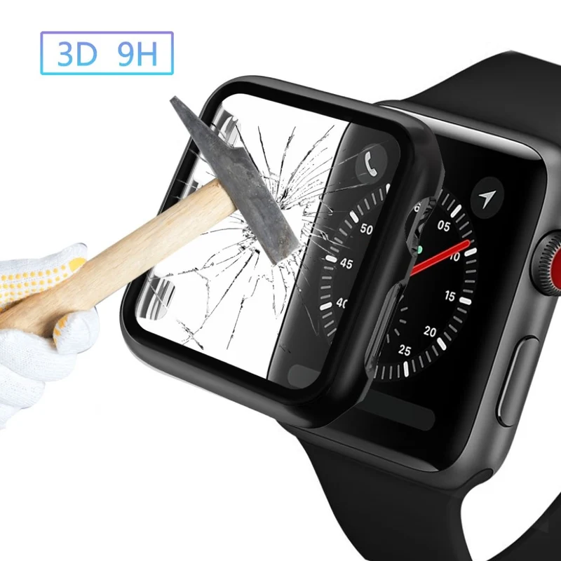 Absolut Schön Apple Watch Series 1-3 42mm Hülle mit Displayschutz in Gehärtetes Glas