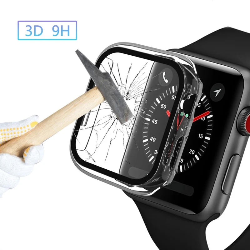 Absolut Schön Apple Watch Series 1-3 42mm Hülle mit Displayschutz in Gehärtetes Glas
