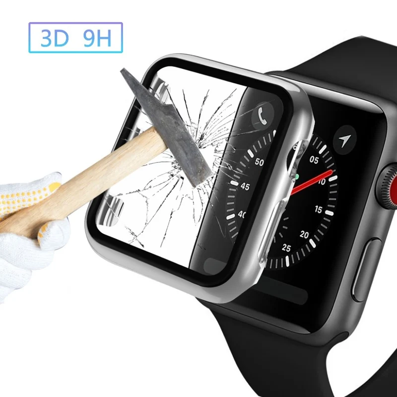Absolut Schön Apple Watch Series 1-3 42mm Hülle mit Displayschutz in Gehärtetes Glas
