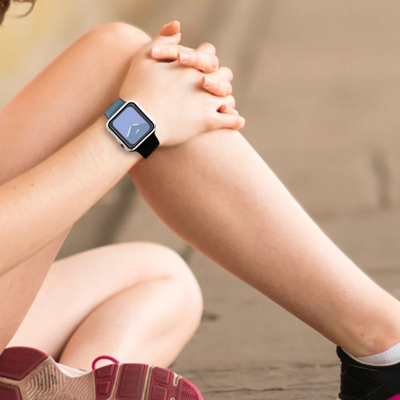 Absolut Schön Apple Watch Series 1-3 42mm Hülle mit Displayschutz in Gehärtetes Glas