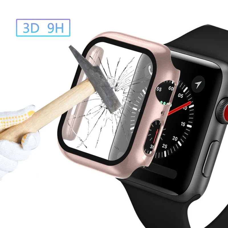 Absolut Schön Apple Watch Series 1-3 42mm Hülle mit Displayschutz in Gehärtetes Glas