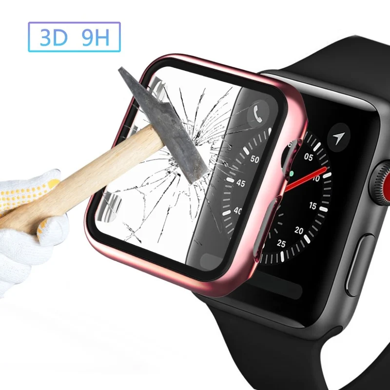 Absolut Schön Apple Watch Series 1-3 42mm Hülle mit Displayschutz in Gehärtetes Glas