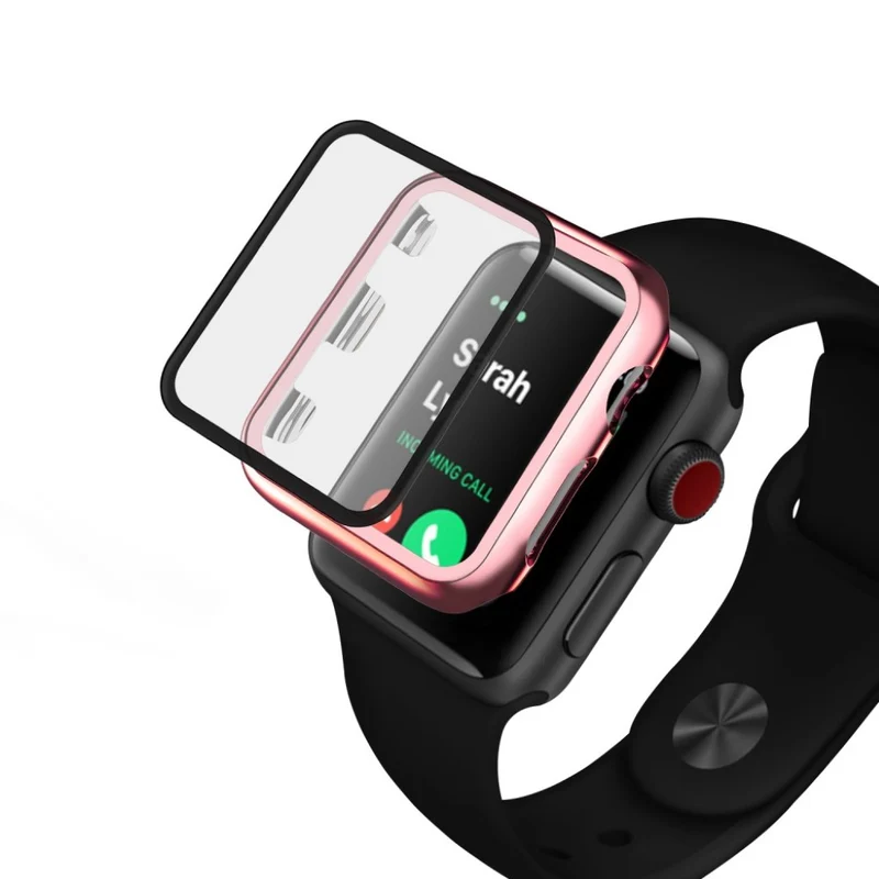 Absolut Schön Apple Watch Series 1-3 42mm Hülle mit Displayschutz in Gehärtetes Glas