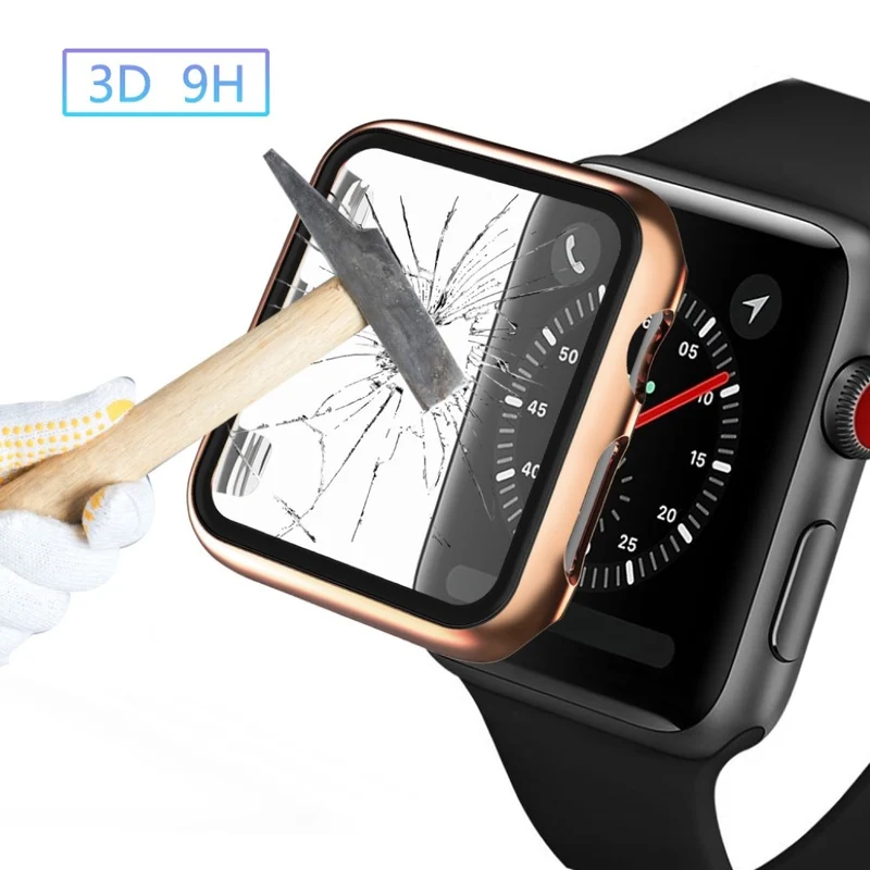 Absolut Schön Apple Watch Series 1-3 42mm Hülle mit Displayschutz in Gehärtetes Glas