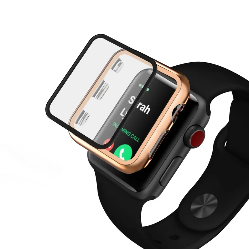 Absolut Schön Apple Watch Series 1-3 42mm Hülle mit Displayschutz in Gehärtetes Glas