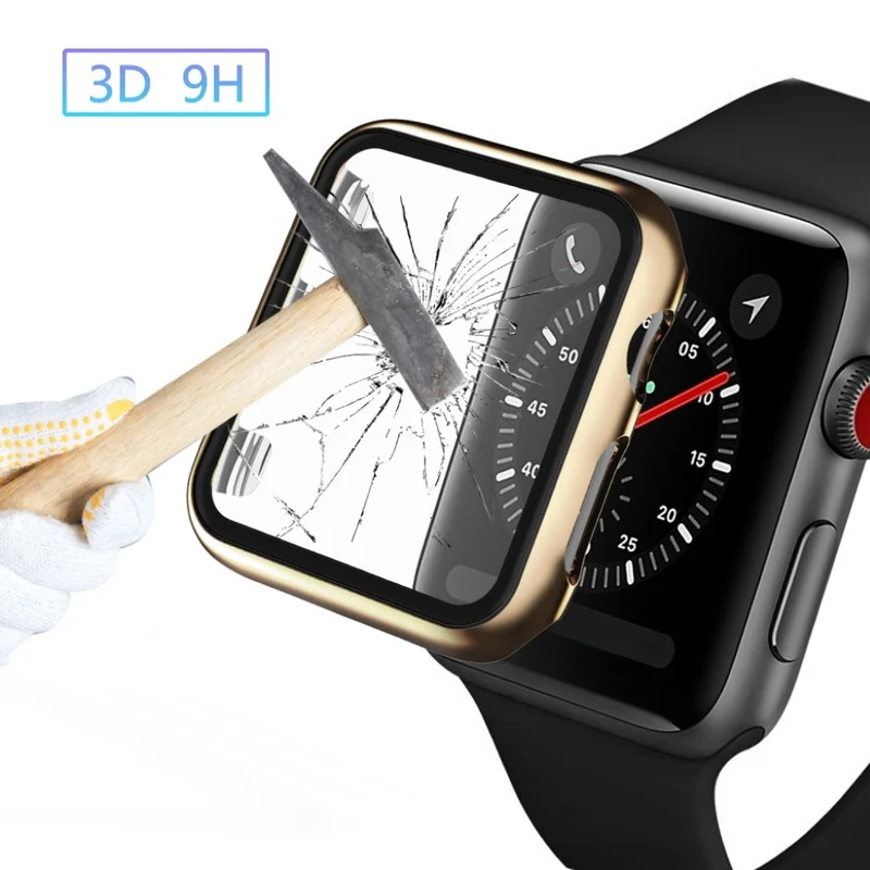 Absolut Schön Apple Watch Series 1-3 42mm Hülle mit Displayschutz in Gehärtetes Glas