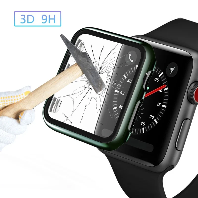 Absolut Schön Apple Watch Series 1-3 42mm Hülle mit Displayschutz in Gehärtetes Glas