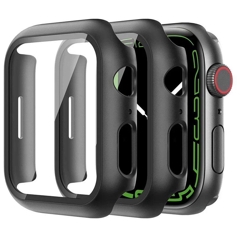 Absolut Stylisch Apple Watch Series 7 45mm Hülle mit Displayschutz in Plastik und Gehärtetes Glas