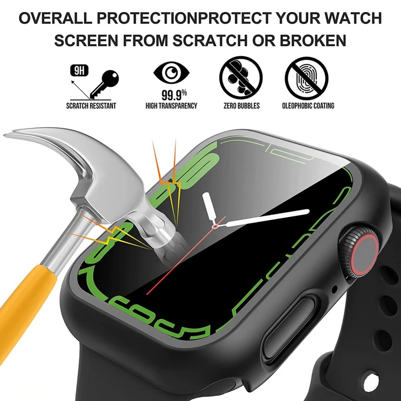 Absolut Stylisch Apple Watch Series 7 45mm Hülle mit Displayschutz in Plastik und Gehärtetes Glas