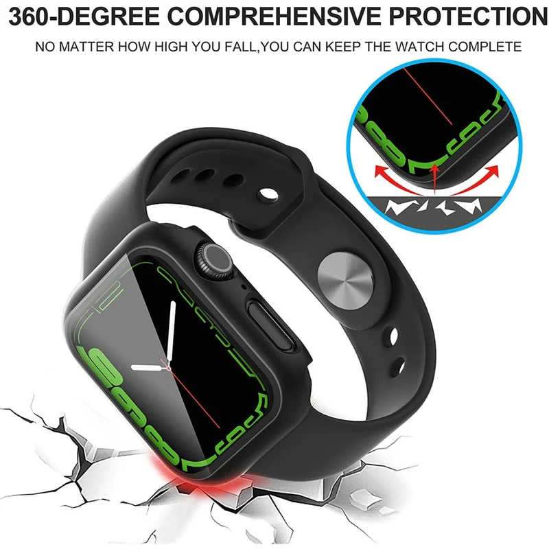 Absolut Stylisch Apple Watch Series 7 45mm Hülle mit Displayschutz in Plastik und Gehärtetes Glas