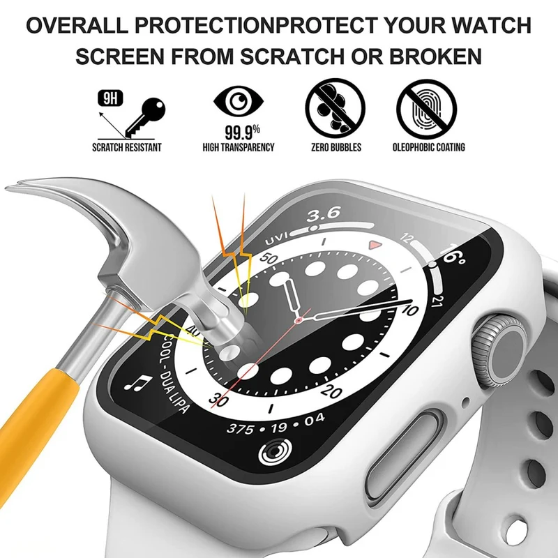 Absolut Stylisch Apple Watch Series 7 45mm Hülle mit Displayschutz in Plastik und Gehärtetes Glas