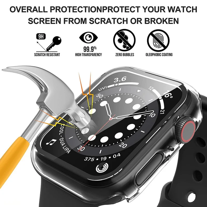 Absolut Stylisch Apple Watch Series 7 45mm Hülle mit Displayschutz in Plastik und Gehärtetes Glas