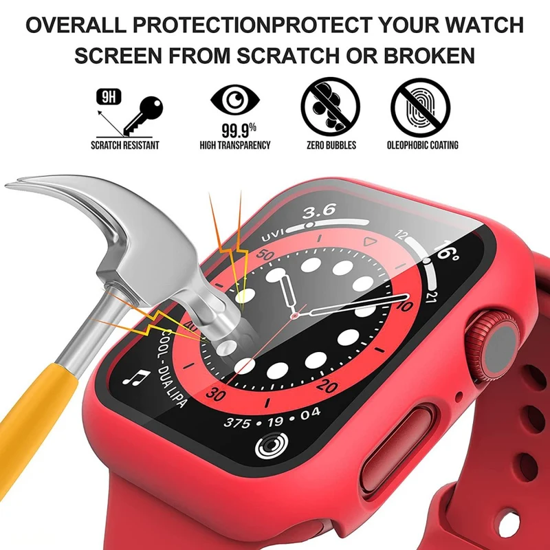 Mega Stylisch Apple Watch Series 7 41mm Hülle mit Displayschutz in Plastik und Gehärtetes Glas