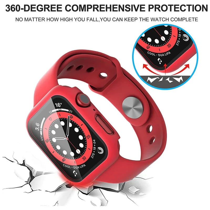 Mega Stylisch Apple Watch Series 7 41mm Hülle mit Displayschutz in Plastik und Gehärtetes Glas