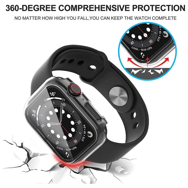 Mega Stylisch Apple Watch Series 7 41mm Hülle mit Displayschutz in Plastik und Gehärtetes Glas