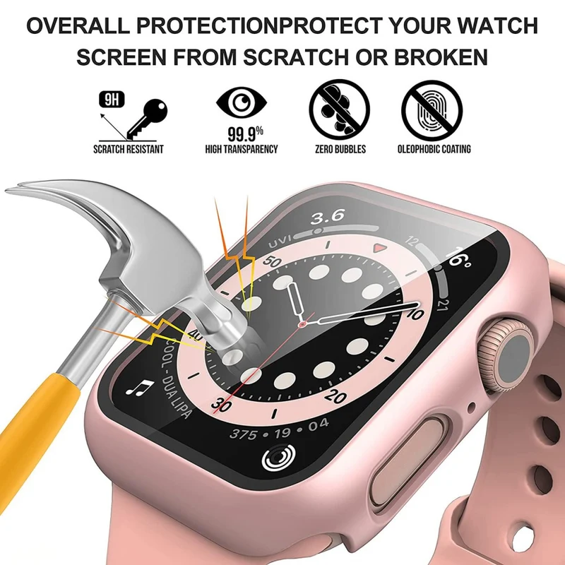 Mega Stylisch Apple Watch Series 7 41mm Hülle mit Displayschutz in Plastik und Gehärtetes Glas