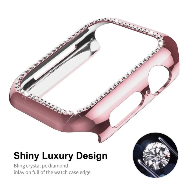 Unglaublich Stylisch Apple Watch Series 7 41mm Hülle mit Displayschutz in Plastik und Strass