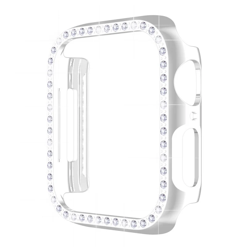 Unglaublich Stylisch Apple Watch Series 7 41mm Hülle mit Displayschutz in Plastik und Strass