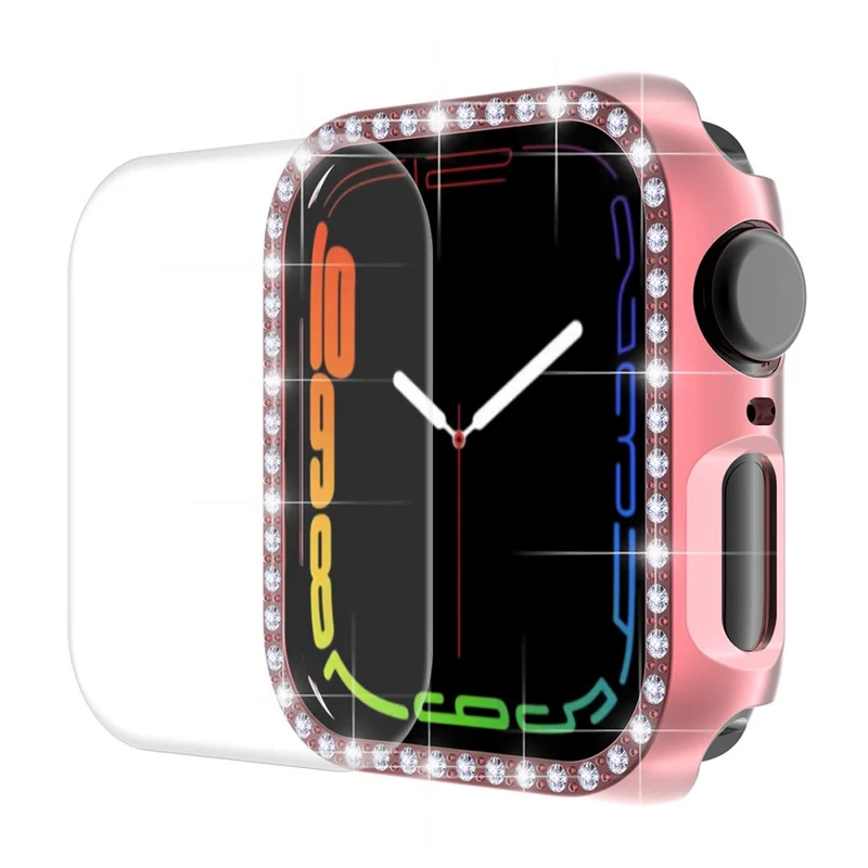 Super Stylisch Apple Watch Series 7 45mm Hülle mit Displayschutz in Plastik und Strass