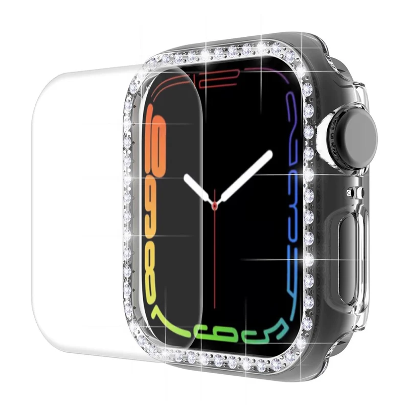Super Stylisch Apple Watch Series 7 45mm Hülle mit Displayschutz in Plastik und Strass