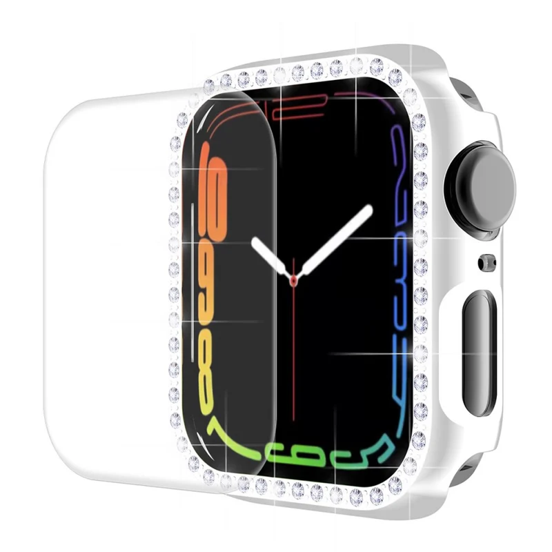 Super Stylisch Apple Watch Series 7 45mm Hülle mit Displayschutz in Plastik und Strass