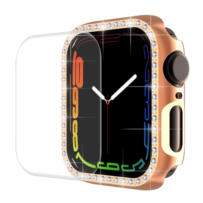 Super Stylisch Apple Watch Series 7 45mm Hülle mit Displayschutz in Plastik und Strass