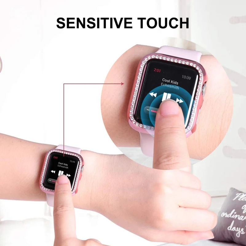 Super Stylisch Apple Watch Series 7 45mm Hülle mit Displayschutz in Plastik und Strass