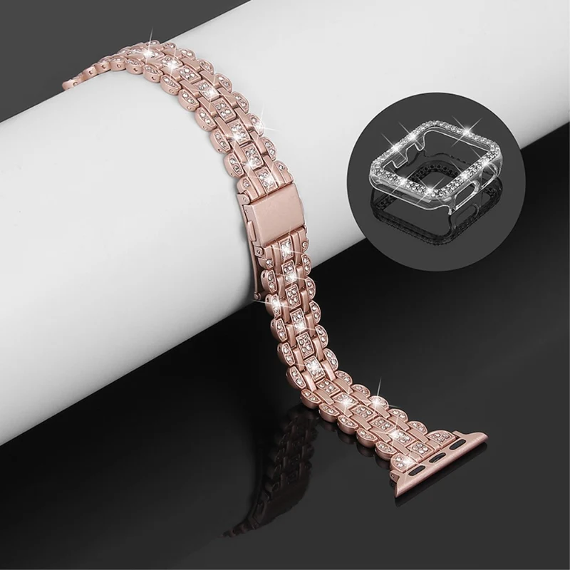Bequem Apple Watch Series 7 45mm Metall und Strass armband