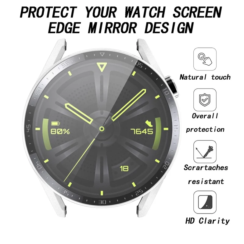 Unglaublich Stylisch Huawei Watch GT 3 (46mm) Hülle mit Displayschutz in Plastik und Gehärtetes Glas
