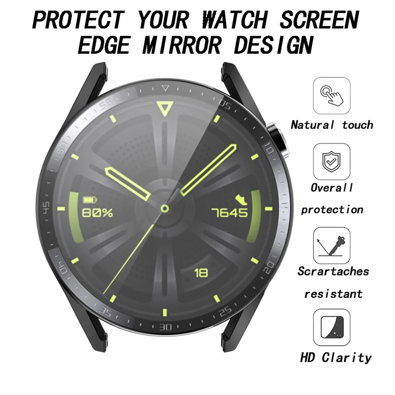 Unglaublich Stylisch Huawei Watch GT 3 (46mm) Hülle mit Displayschutz in Plastik und Gehärtetes Glas