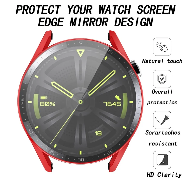 Unglaublich Stylisch Huawei Watch GT 3 (46mm) Hülle mit Displayschutz in Plastik und Gehärtetes Glas