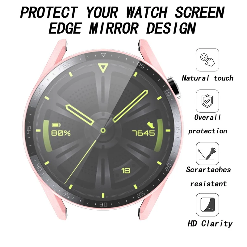 Unglaublich Stylisch Huawei Watch GT 3 (46mm) Hülle mit Displayschutz in Plastik und Gehärtetes Glas