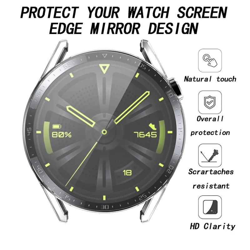 Unglaublich Stylisch Huawei Watch GT 3 (46mm) Hülle mit Displayschutz in Plastik und Gehärtetes Glas