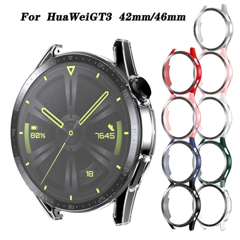 Unglaublich Stylisch Huawei Watch GT 3 (46mm) Hülle mit Displayschutz in Plastik und Gehärtetes Glas