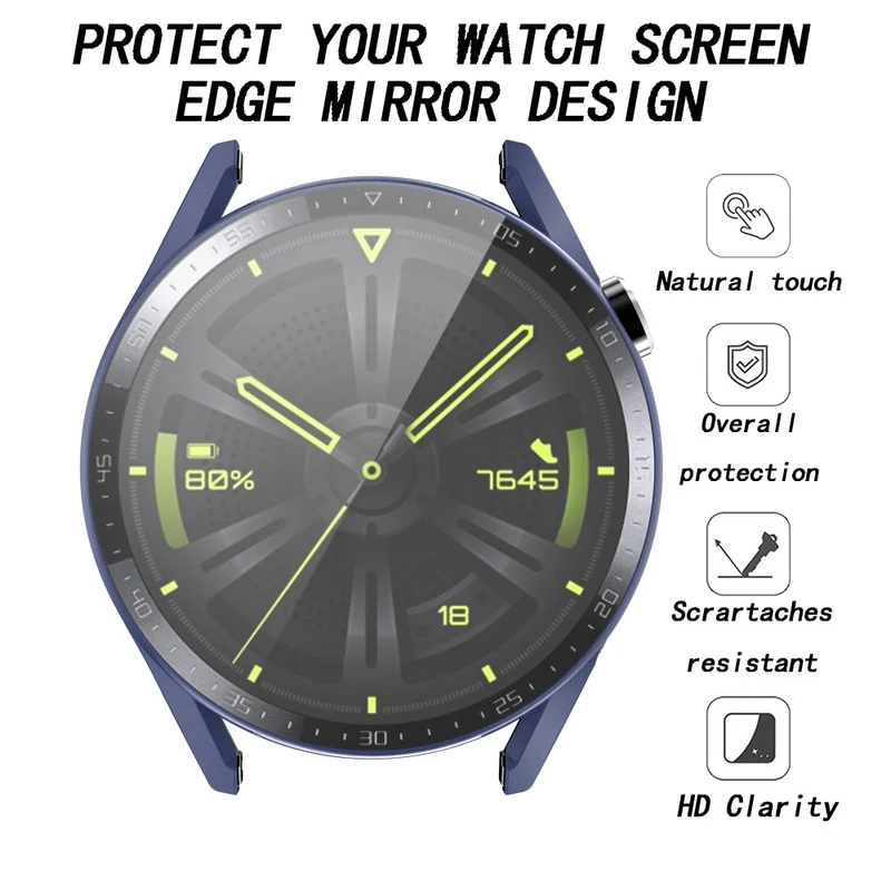 Unglaublich Stylisch Huawei Watch GT 3 (46mm) Hülle mit Displayschutz in Plastik und Gehärtetes Glas