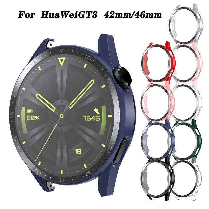Unglaublich Stylisch Huawei Watch GT 3 (46mm) Hülle mit Displayschutz in Plastik und Gehärtetes Glas
