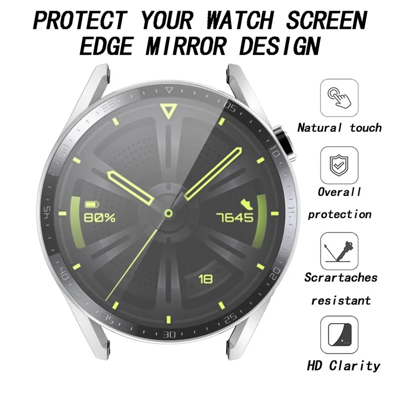 Unglaublich Stylisch Huawei Watch GT 3 (46mm) Hülle mit Displayschutz in Plastik und Gehärtetes Glas