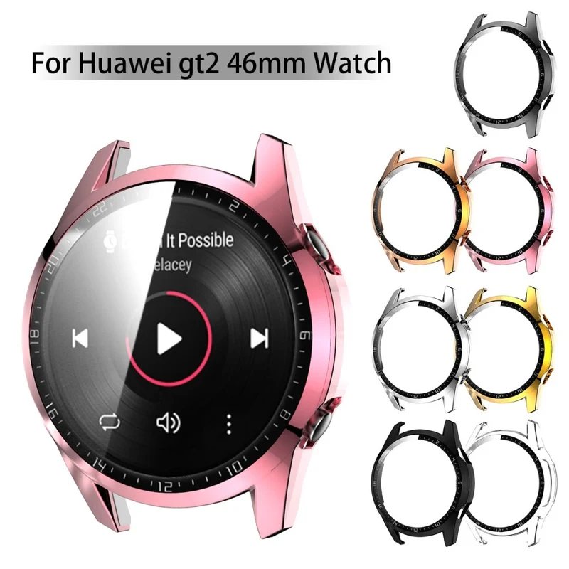 Mega Gut Huawei Watch GT 2 46mm Hülle mit Displayschutz in Plastik und Gehärtetes Glas
