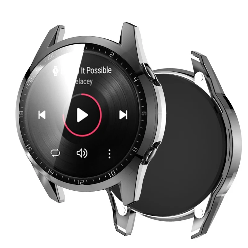 Mega Gut Huawei Watch GT 2 46mm Hülle mit Displayschutz in Plastik und Gehärtetes Glas