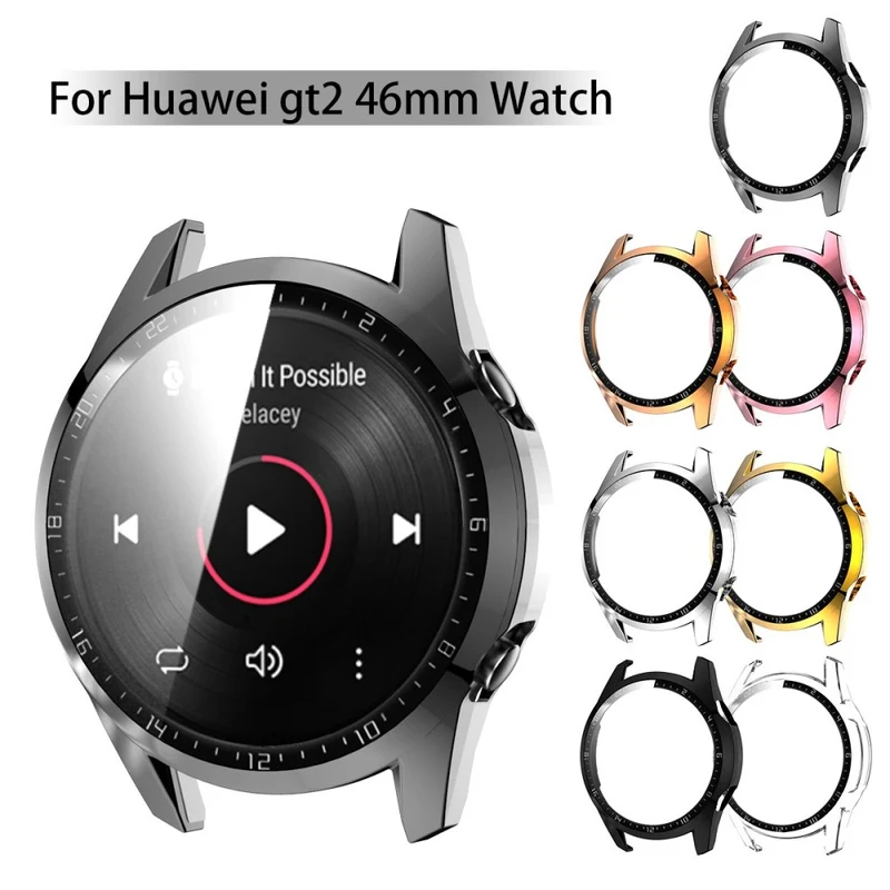 Mega Gut Huawei Watch GT 2 46mm Hülle mit Displayschutz in Plastik und Gehärtetes Glas