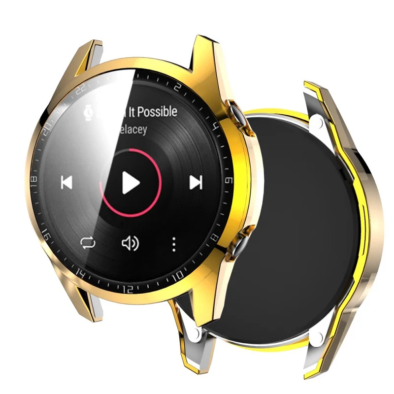 Mega Gut Huawei Watch GT 2 46mm Hülle mit Displayschutz in Plastik und Gehärtetes Glas