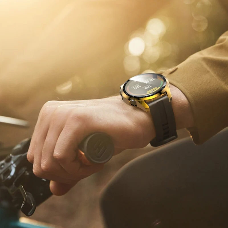 Mega Gut Huawei Watch GT 2 46mm Hülle mit Displayschutz in Plastik und Gehärtetes Glas