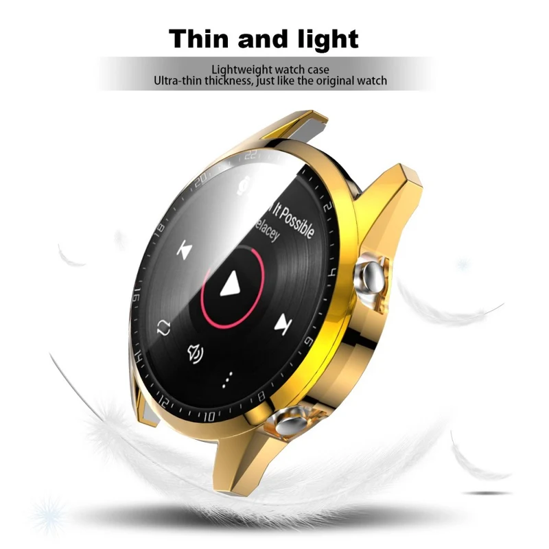 Mega Gut Huawei Watch GT 2 46mm Hülle mit Displayschutz in Plastik und Gehärtetes Glas