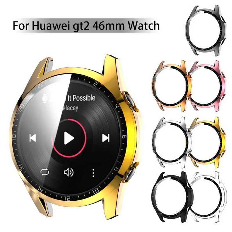 Mega Gut Huawei Watch GT 2 46mm Hülle mit Displayschutz in Plastik und Gehärtetes Glas